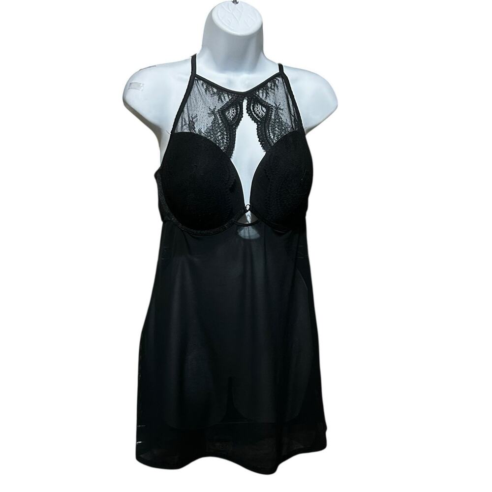 Auden Women Babydoll Lace Lingerie Slip XL Black Sheer‎ Romantic Goth Boudoir